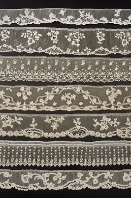 Lot 301 - Alençon. A group of lace edgings, a lappet, and cuffs, France, 18th & 19th century