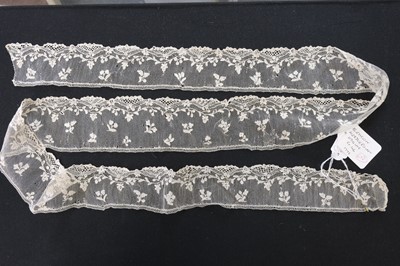 Lot 301 - Alençon. A group of lace edgings, a lappet, and cuffs, France, 18th & 19th century