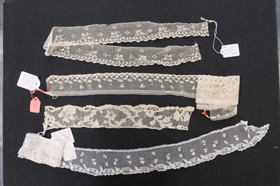Lot 301 - Alençon. A group of lace edgings, a lappet, and cuffs, France, 18th & 19th century