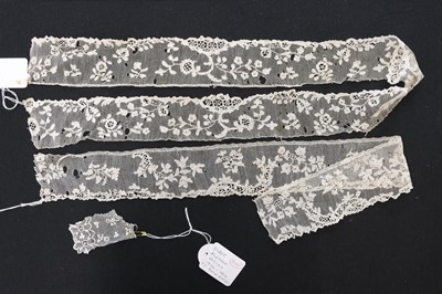 Lot 301 - Alençon. A group of lace edgings, a lappet, and cuffs, France, 18th & 19th century