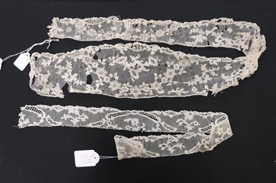 Lot 301 - Alençon. A group of lace edgings, a lappet, and cuffs, France, 18th & 19th century
