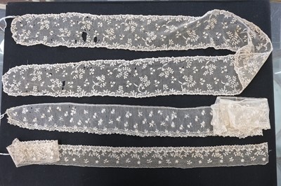 Lot 301 - Alençon. A group of lace edgings, a lappet, and cuffs, France, 18th & 19th century