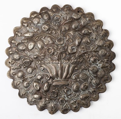 Lot 492 - Ottoman Empire. An Ottoman white metal mirror case, 19th century