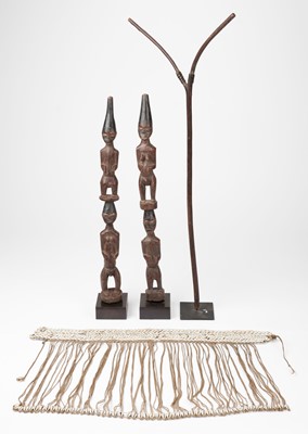 Lot 468 - Tribal Art. A pair of African hardwood figures and other items