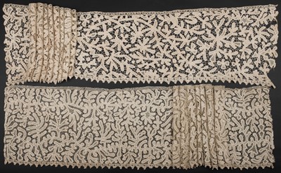 Lot 317 - Flemish. A large flounce of tape lace, Belgium, 2nd half 17th century, & 2 others similar