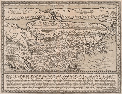 Lot 488 - North America. Quad (Matthias), Novi Orbis pars Borealis, Americae..., [1600]