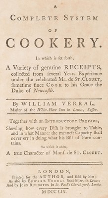 Lot 232 - Verral (William). A Complete System of Cookery, 1st edition, 1759