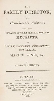 Lot 259 - Ashburn (Addison). The Family Director, 1st edition, 1807