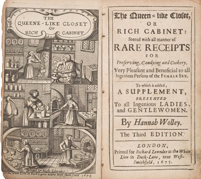 Lot 207 - Woolley (Hannah). The Queen-like Closet, or Rich Cabinet..., 3rd edition, 1675