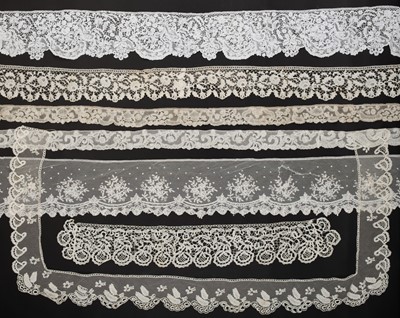 Lot 328 - Honiton. Six lengths of lace, Devon, 18th century, & and 21 19th century lengths