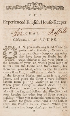 Lot 240 - Raffald (Elizabeth). The Experienced English House-keeper..., 1st edition, 1769