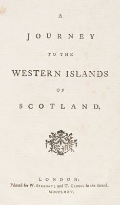 Lot 353 - [Johnson, Samuel]. A Journey to the Western Islands of Scotland, 1st edition, 1st issue, 1775