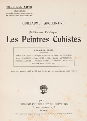 Lot 142 - Apollinaire (Guillaume). Les Peintres Cubistes..., 1913