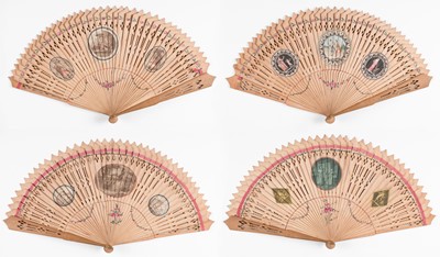 Lot 375 - Surprise Fan. A brisé 4-way wood fan, circa 1800, & 1 other similar