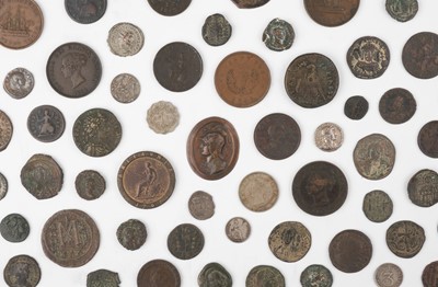 Lot 512 - Coins. A mixed collection of coins and trading tokens
