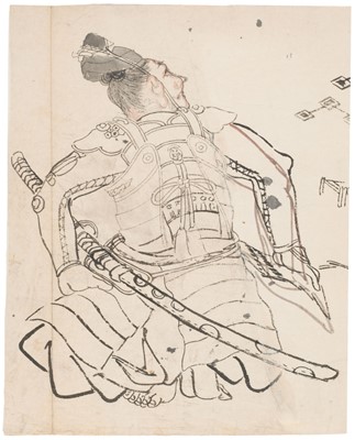 Lot 80 - Japanese School. Kneeling Samurai, circa 1830-50, ink and wash