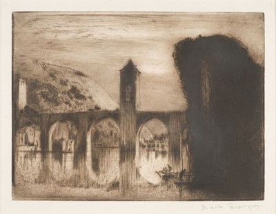 Lot 236 - Brangwyn (Frank, 1867-1956). Valentre Bridge, Cahors, etching