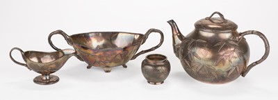Lot 495 - Tea service. A Japanese silver Meiji period (1868-1912) four piece tea service