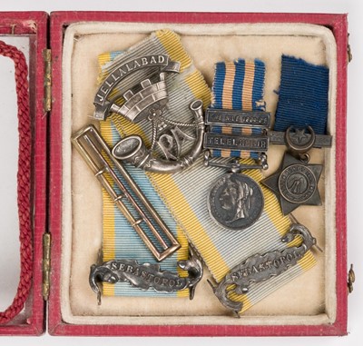 Lot 626 - Miniature dress medals. Egypt 1882-89, 2 clasps, Tel-El-Kebir and The Nile 1884-85, Khedive's Star
