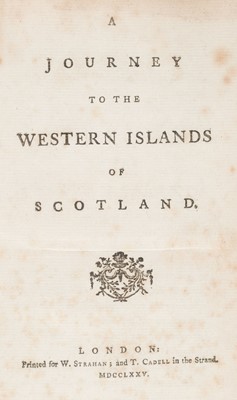 Lot 354 - [Johnson, Samuel]. A Journey to the Western Islands of Scotland, 1st edition, 1st issue, 1775