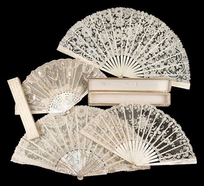 Lot 314 - Fans. A lace fan, Paris: Kees, circa 1890, & other fans, some lace