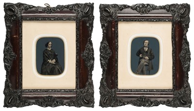 Lot 486 - Pair of quarter-plate ambrotypes of husband and wife