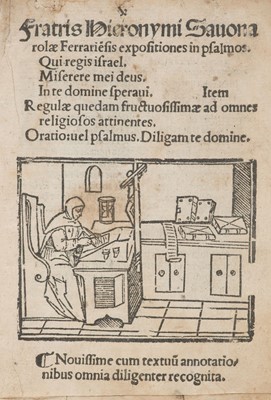 Lot 54 - Savonarola (Girolamo). Expositiones in Psalmos, 1524