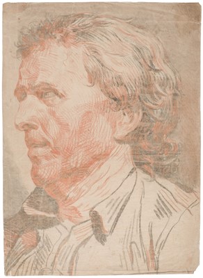 Lot 59 - Greuze (Jean Baptiste, 1725-1805). Head of a Man, circa 1740, red and black chalk