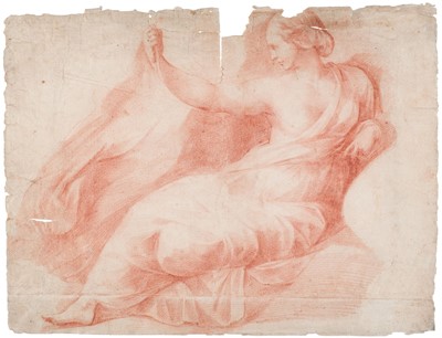 Lot 55 - French School. Justice, after Calliope from Parnassus by Raphael, circa 1680-1720, red chalk on laid paper with no watermark