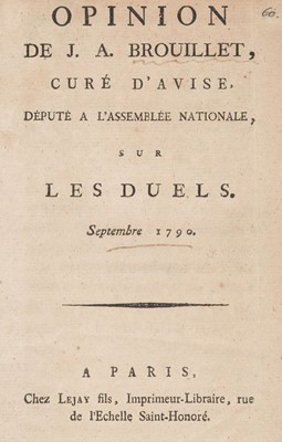 Lot 93 - Brouillet (Jacques-A.). Opinion..., curé d'Avise, député a l'Assemblée Nationale, 1790