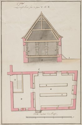 Lot 158 - French Military Architecture. Designs for an artillary magazine, Chateau de Peronne, 1756