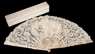 Lot 367 - Dumas (M., 19th century). A lace and painted fan, late 19th century