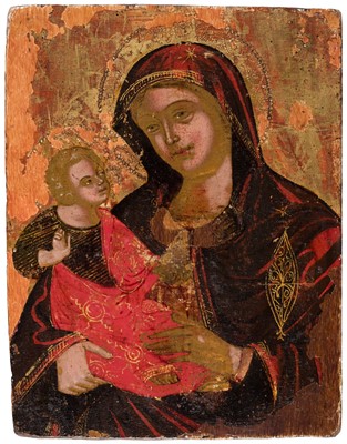Lot 49 - Veneto-Cretan School. Madre della Consolazione (Mother of Consolation), 1600, tempera