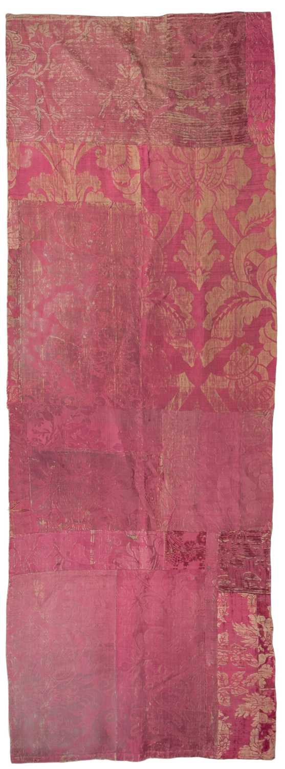 Lot 284 - Fabric. A large crimson damask hanging, & other pieces of red brocade, 18th century