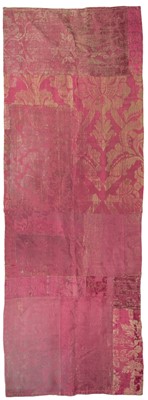Lot 284 - Fabric. A large crimson damask hanging, & other pieces of red brocade, 18th century