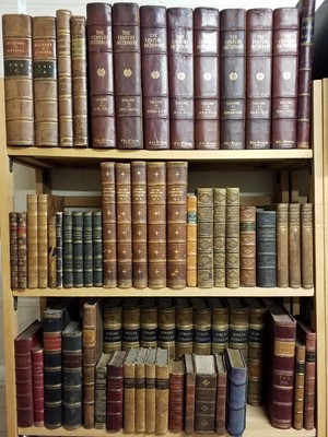 Lot 356 - Bindings. A collection of mostly 19th Century leather bound literature, approximately 65 volumes