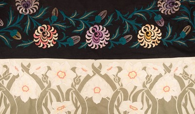 Lot 262 - Art Nouveau. An appliqué panel with design of narcissi, Continental (possibly Belgian), circa 1910