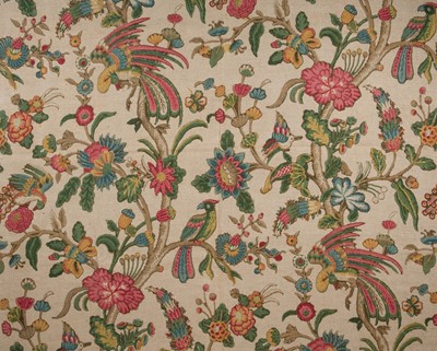 Lot 287 - Fabric. A large unused length of 'Tree of Life' blocked linen, circa 1920s/30s