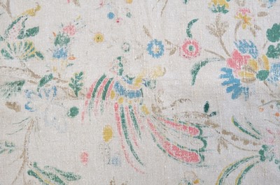 Lot 287 - Fabric. A large unused length of 'Tree of Life' blocked linen, circa 1920s/30s