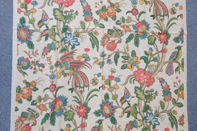 Lot 287 - Fabric. A large unused length of 'Tree of Life' blocked linen, circa 1920s/30s