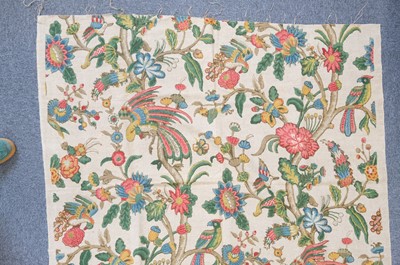 Lot 287 - Fabric. A large unused length of 'Tree of Life' blocked linen, circa 1920s/30s