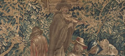 Lot 298 - Tapestry. An Aubusson verdure tapestry panel of musicians, France, circa 1700