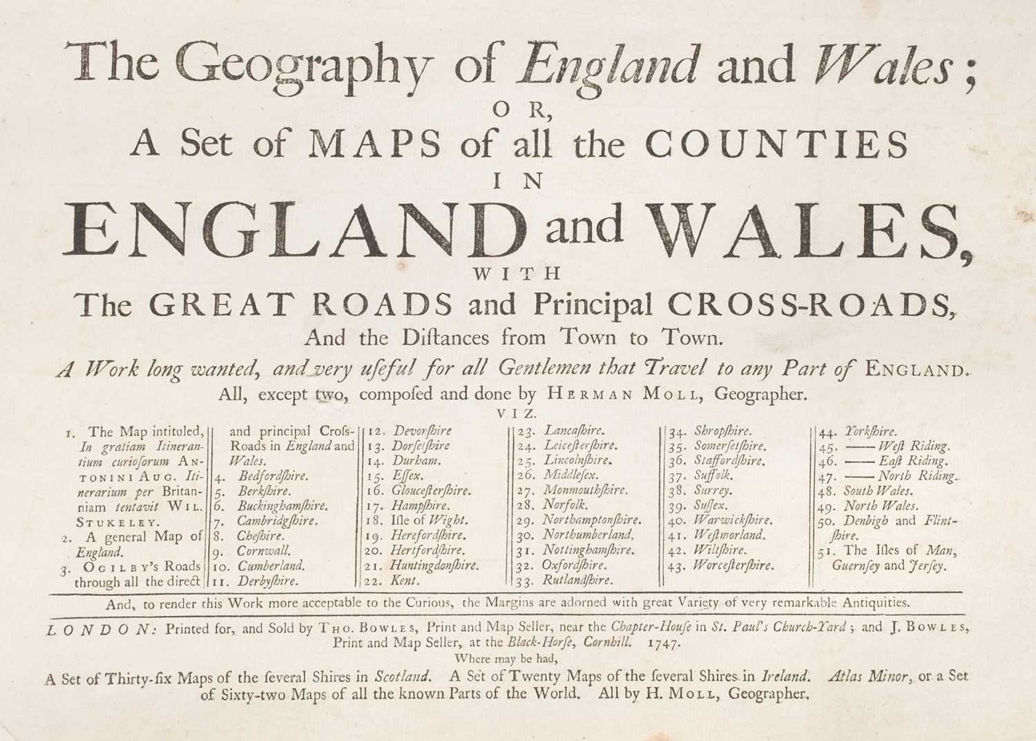 Lot 25 - Moll (Herman). The Geography of England and Wales.., 1747