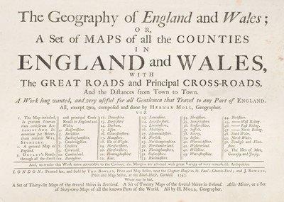 Lot 25 - Moll (Herman). The Geography of England and Wales.., 1747