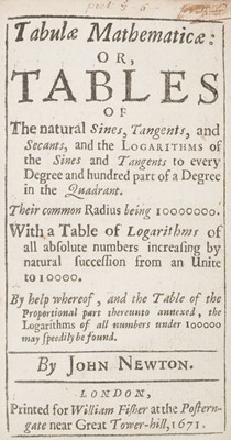 Lot 69 - Newton (John). Tabulae Mathematicae..., 1671..., and others