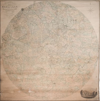 Lot 501 - Sanderson (George). Monumental map of twenty miles around Mansfield, 1835