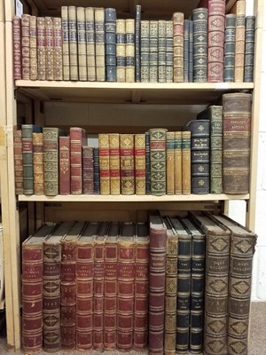 Lot 413 - Bindings. A collection of mostly 19th Century gilt decorated leather bindings, approximately 55 volumes