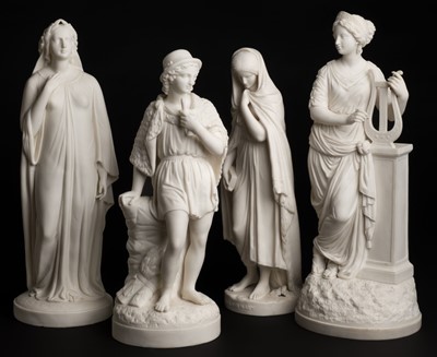 Lot 390 - Parian figures. A group of 4 parianware figures, mid to late 19th century