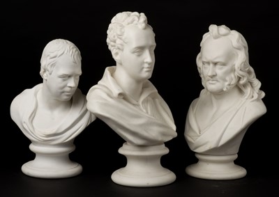 Lot 386 - Parian busts. A group of three Parianware busts