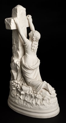 Lot 388 - Parian figures. A collection of parian figures including a Parian figure 'Rock of Ages', modelled by Robert Cooke